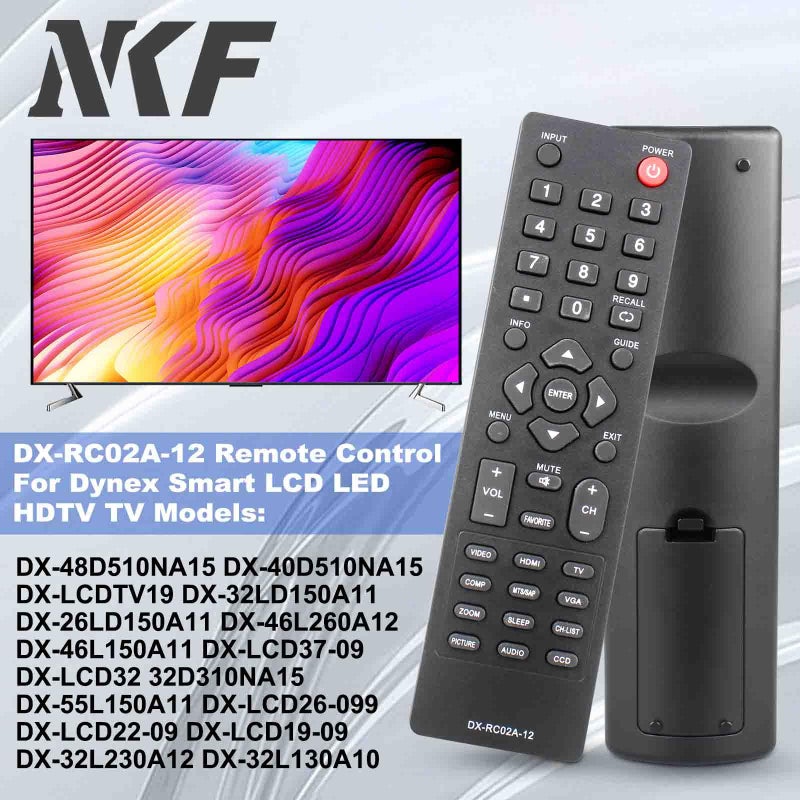 NKF DX-RC02A-12 Remote Control for Dynex TV Remote DX-L19-10A DX-L32-10A DX-RC02A-12 DX-26L100A13 DX-32L100A13 DX-37L130A11 - Image 2
